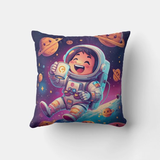 Cute Astronaut Kids Pillow – Space Adventure Dream Kussen (Achterkant)