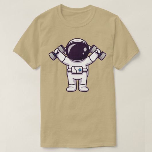 Cute Astronaut Lifting Barbell T-shirt (Design voorkant)