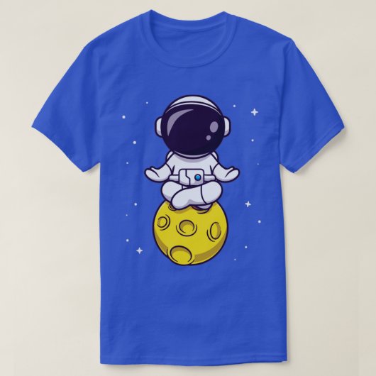 Cute Astronaut Meditation on Moon Cartoon T-shirt (Design voorkant)
