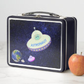 Cute Astronaut met een vliegende schok op de melkw (In situ)