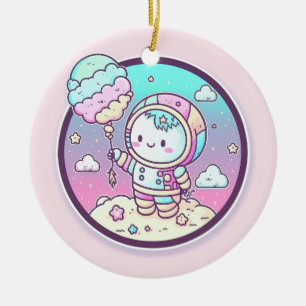 Cute Astronaut met Ice Cream Baloon op de maan Keramisch Ornament