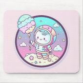 Cute Astronaut met Ice Cream Baloon op de maan | Muismat (Voorkant)