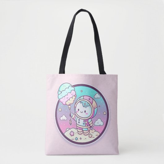 Cute Astronaut met Ice Cream Baloon op de maan | Tote Bag (Voorkant)