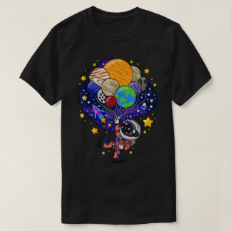 Cute Astronaut Planet Balloon Design T-shirt