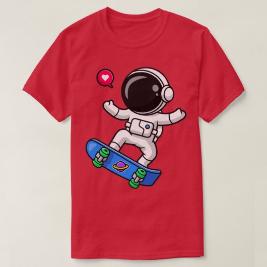 Cute Astronaut Play Skateboard Cartoon1 T-shirt (Design voorkant)