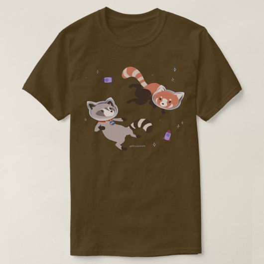 Cute Astronaut Raccoon en Red Panda Rocket Space T-shirt (Design voorkant)
