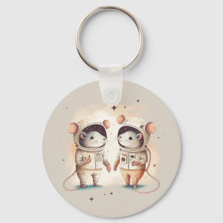 Cute Astronaut Rat Couple Sleutelhanger