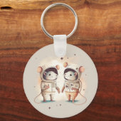 Cute Astronaut Rat Couple Sleutelhanger (Voorkant)