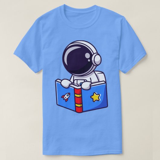 Cute Astronaut Reading Book T-shirt (Design voorkant)