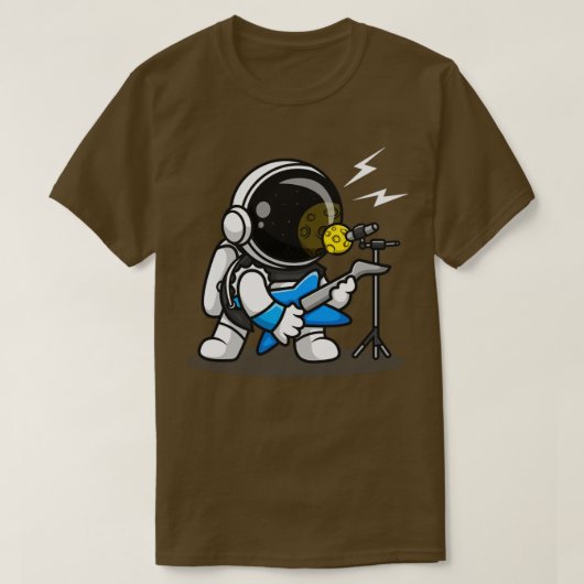 Cute Astronaut Rocker met gitarCartoon T-shirt (Design voorkant)