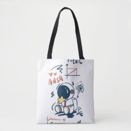 Cute Astronaut Ruimte Cartoon Boodschappentas Tote Bag