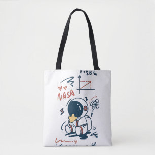 Cute Astronaut Ruimte Cartoon Boodschappentas Tote Bag