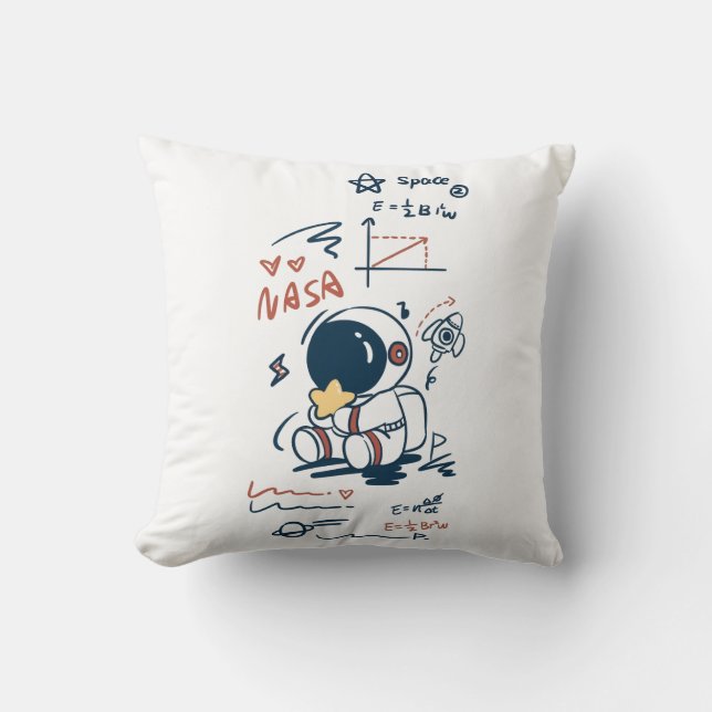 Cute Astronaut Ruimte Cartoon Kussensloop Kussen (Voorkant)