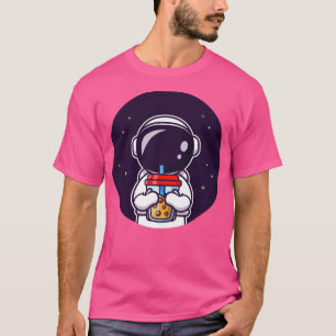 Cute Astronaut Sipping Boba Milk Tea T-shirt