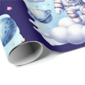 cute astronaut space Birthday Wrapping Paper Cadeaupapier (Rol Hoek)