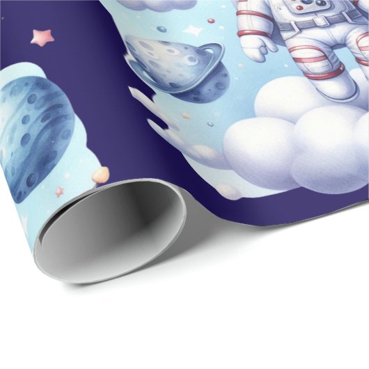 cute astronaut space Birthday Wrapping Paper Cadeaupapier (Rol Hoek)