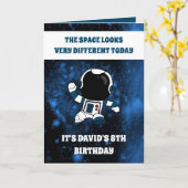 Cute Astronaut Space Blue Galaxy Kinder 8th Birthd Kaart (Gele Bloem)