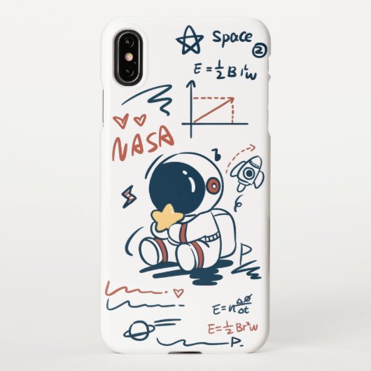  Cute Astronaut Space Cartoon iPhone XS Max Case Hoesje (Achterkant)