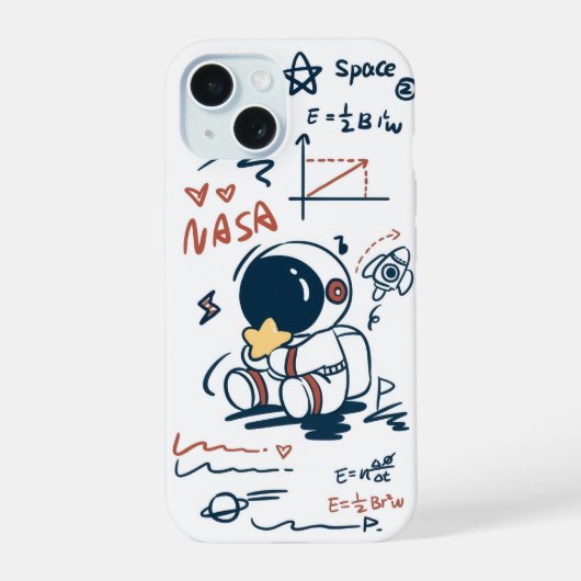  Cute Astronaut Space Cartoon Phone Case iPhone 15 Case (Achterkant)