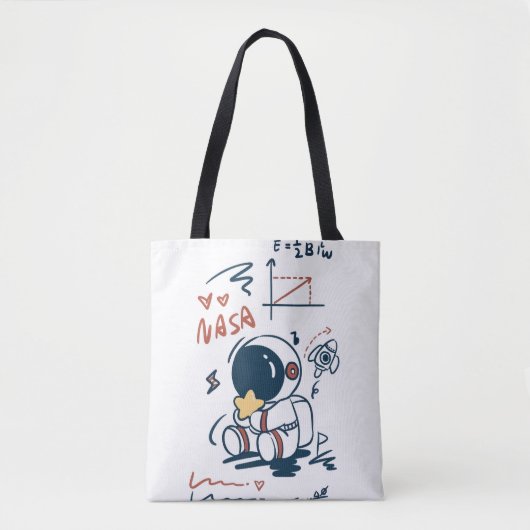 Cute Astronaut Space Cartoon Tote Bag (Voorkant)