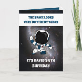 Cute Astronaut Space Galaxy Kinder 8th Birthday Kaart (Voorkant)