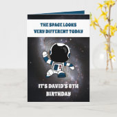 Cute Astronaut Space Galaxy Kinder 8th Birthday Kaart (Gele Bloem)