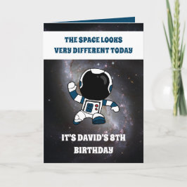 Cute Astronaut Space Galaxy Kinder 8th Birthday Kaart