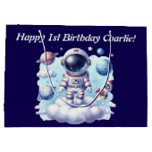 cute astronaut space Gift Bag Groot Cadeauzakje (Achterkant)