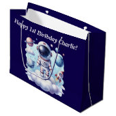 cute astronaut space Gift Bag Groot Cadeauzakje (Voorkant Gekanteld)