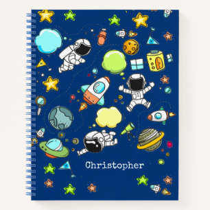 Cute Astronaut Space Rockets Naam Notitieboek