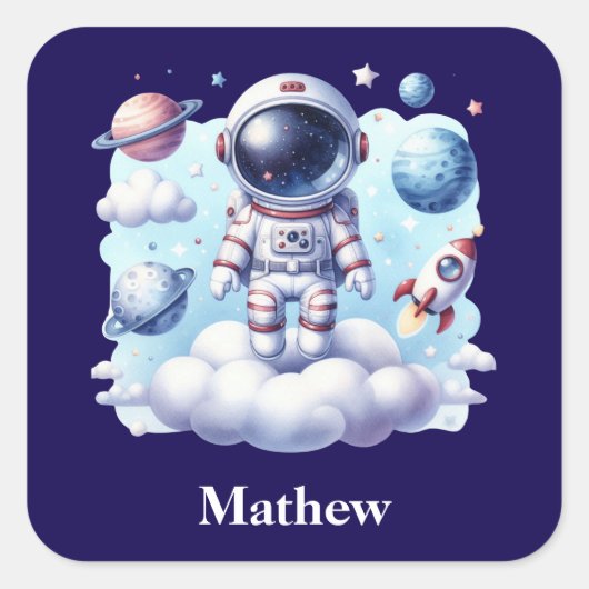 cute astronaut space Sticker (Voorkant)