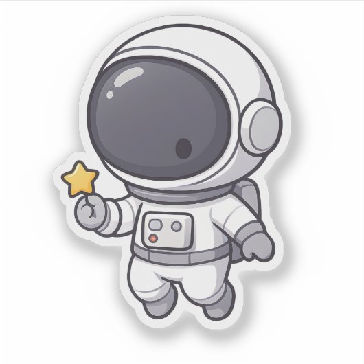 Cute Astronaut Sticker | Kawaii Space Character (Voorkant)