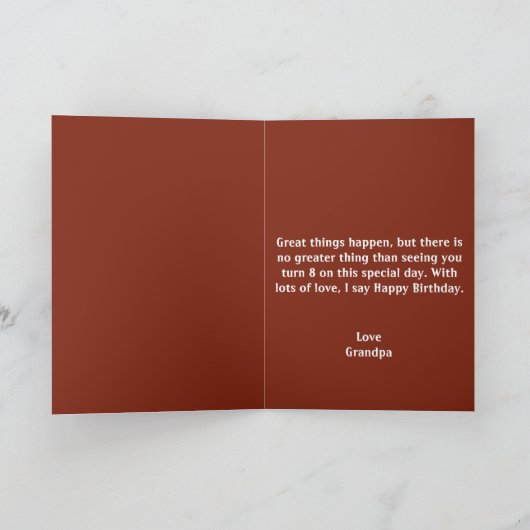 Cute Astronaut Supernova Brown 8th Birthday Kaart (Binnen)