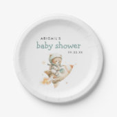 Cute Astronaut Teddy Bear Baby Shower Papieren Bordje (Voorkant)