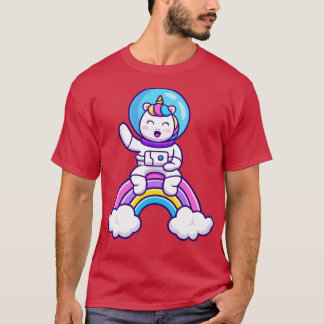 Cute Astronaut Unicorn op de regenboogCartoon T-shirt