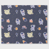Cute Astronauts and Stars Space Cadeaupapier (Vlak)