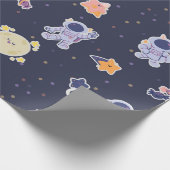 Cute Astronauts and Stars Space Cadeaupapier (Hoek)