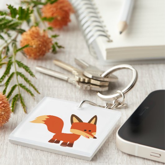 Cute Astute Cartoon Fox AcrylSleutelhanger Sleutelhanger (Voorkant Rechts)