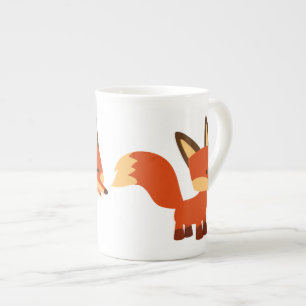 Cute Astute Cartoon Fox Bone China Mok