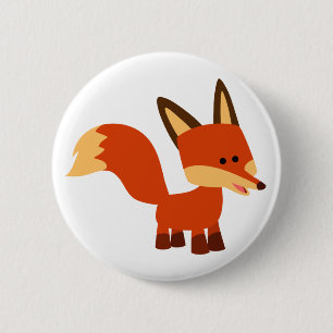 Cute Astute Cartoon Fox Button Badge