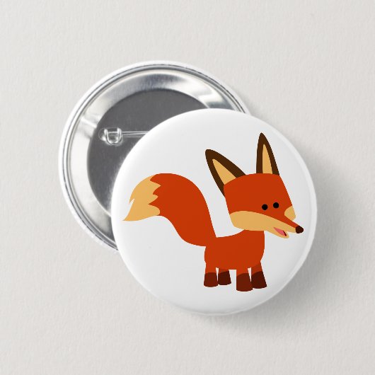 Cute Astute Cartoon Fox Button Badge (Voorkant /achterkant)