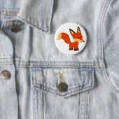 Cute Astute Cartoon Fox Button Badge (In situ)