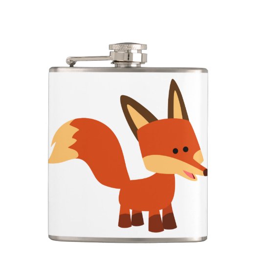 Cute Astute Cartoon Fox Hip Flask Heupfles (Voorkant)