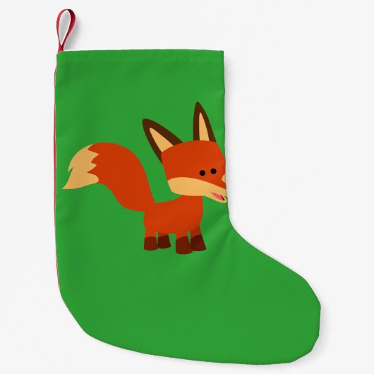 Cute Astute Cartoon Fox Kerststop Kleine Kerstsok (Voorkant)