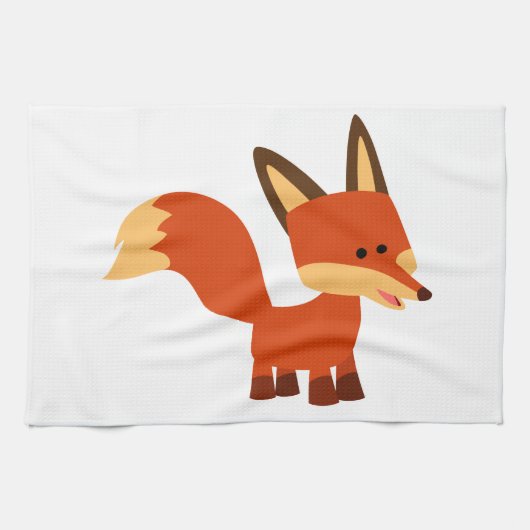 Cute Astute Cartoon Fox Kitchen Towel Theedoek (Horizontaal)