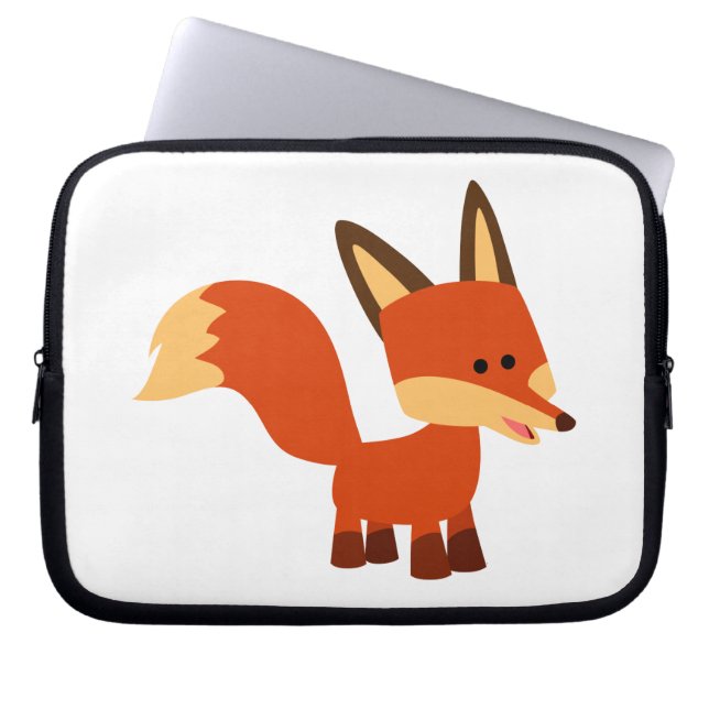 Cute Astute Cartoon Fox-laptophoes Laptop Sleeve (Voorkant)