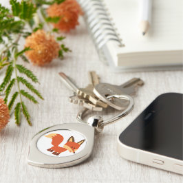 Cute Astute Cartoon Fox Metal Sleutelhanger