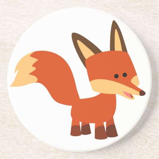 Cute Astute Cartoon Fox Onderzetter (Voorkant)