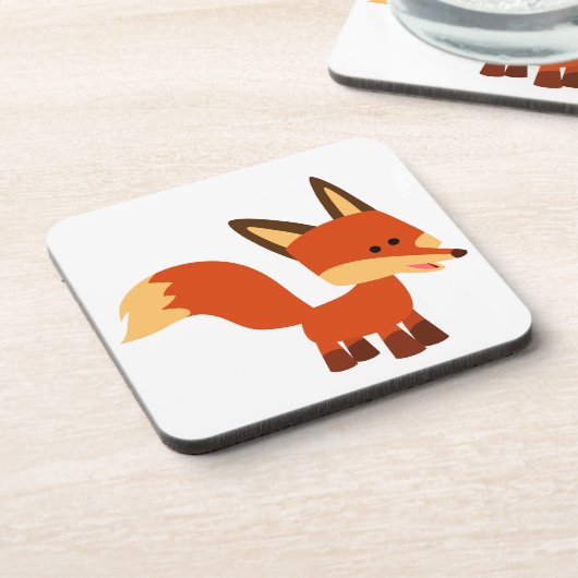 Cute Astute Cartoon Fox Onderzetters Set (Linkerzijde)