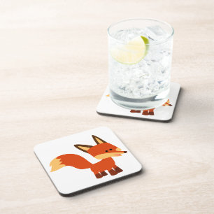 Cute Astute Cartoon Fox Onderzetters Set